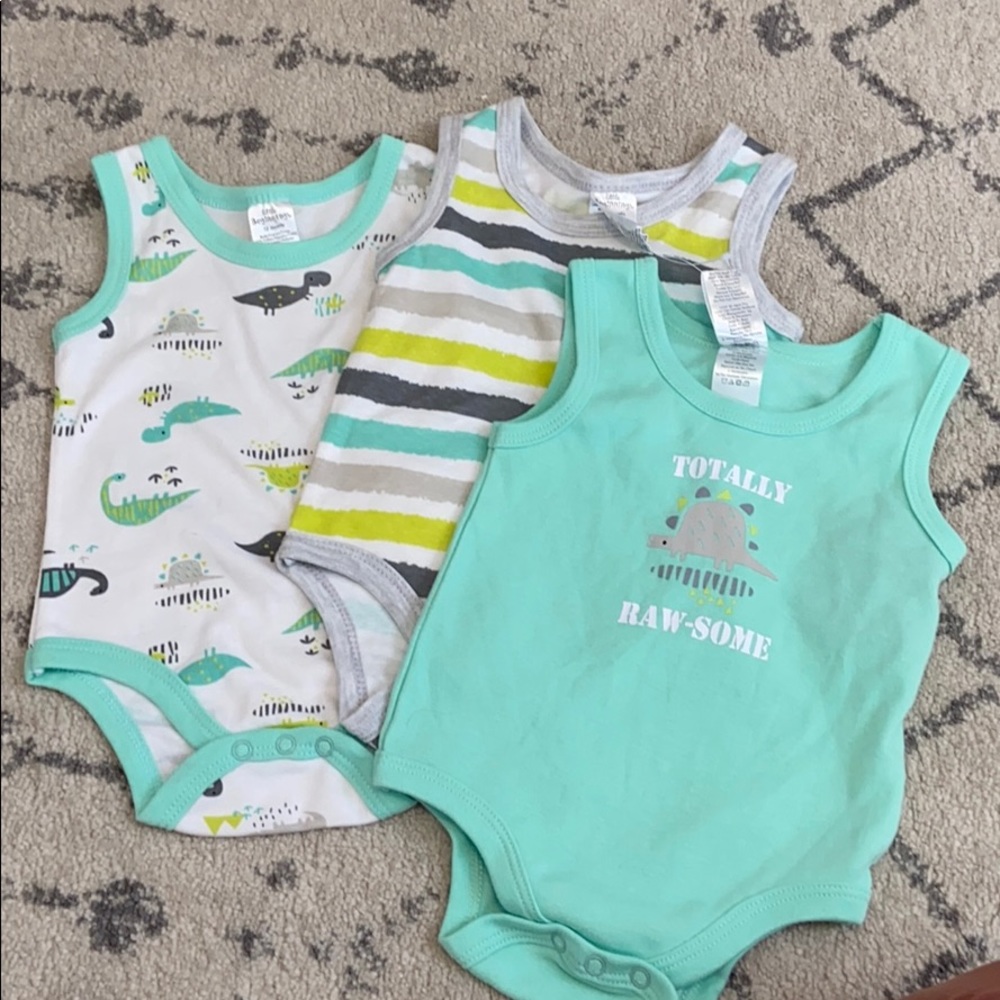 Baby boys three pack tank onesies